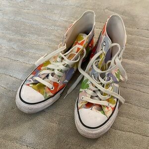 Converse floral multi color high top sneakers